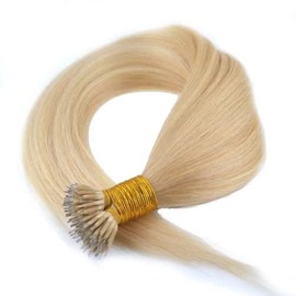 Nano Ring Hair Extensions Real Thick Human Hair Remy All Lengths Light Blonde #613 (20" Length)