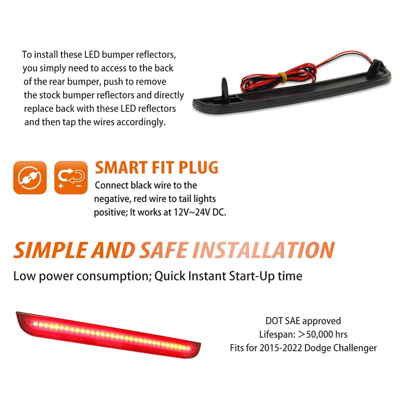 ADIIL Smoked Lens Tail Brake Running Lamps Red LED Reflector