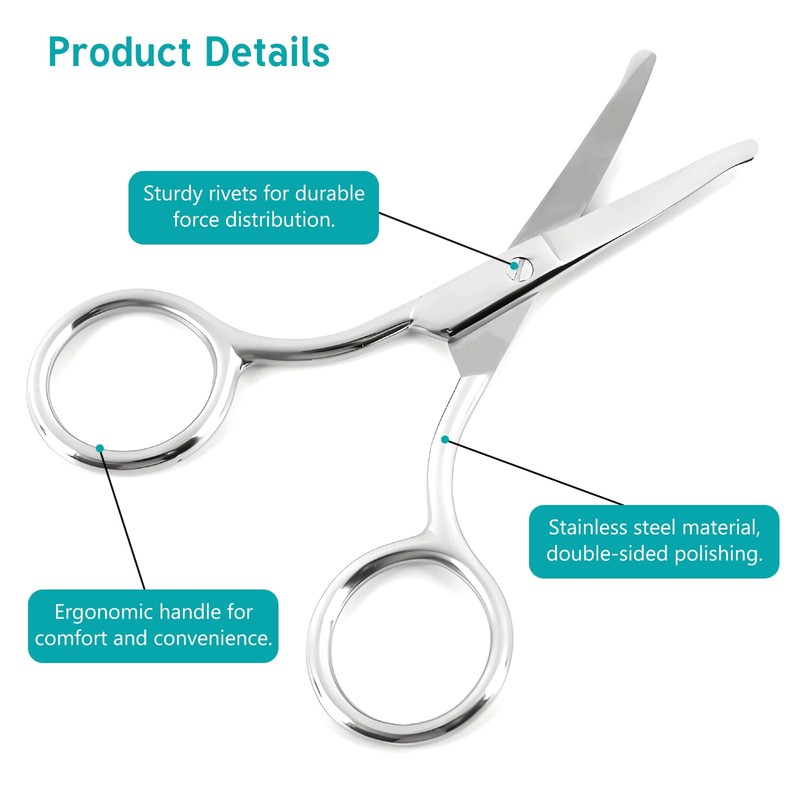 Facial Hair Grooming Scissors for Men & Women: Eyebrow, Nose
