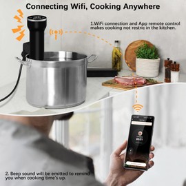 Sous Vide Machines Wi-Fi, Immersion Circulator Precise Cooker, Suvee Cooker with Accurate Temperature&Timer Touch Control, 1000W, Portable, Noise-free, Fast Heating, IPX7 Waterproof, Cattleman Cuisine