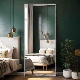 NeuType 71"x28" Large Full Length Mirror Home Gym Mirror Aluminum Alloy Frame Floor Mirror Wall-Mounted Mirror for Living Room, Bedroom, Hanging or Leaning Against Wall, Sand Gray