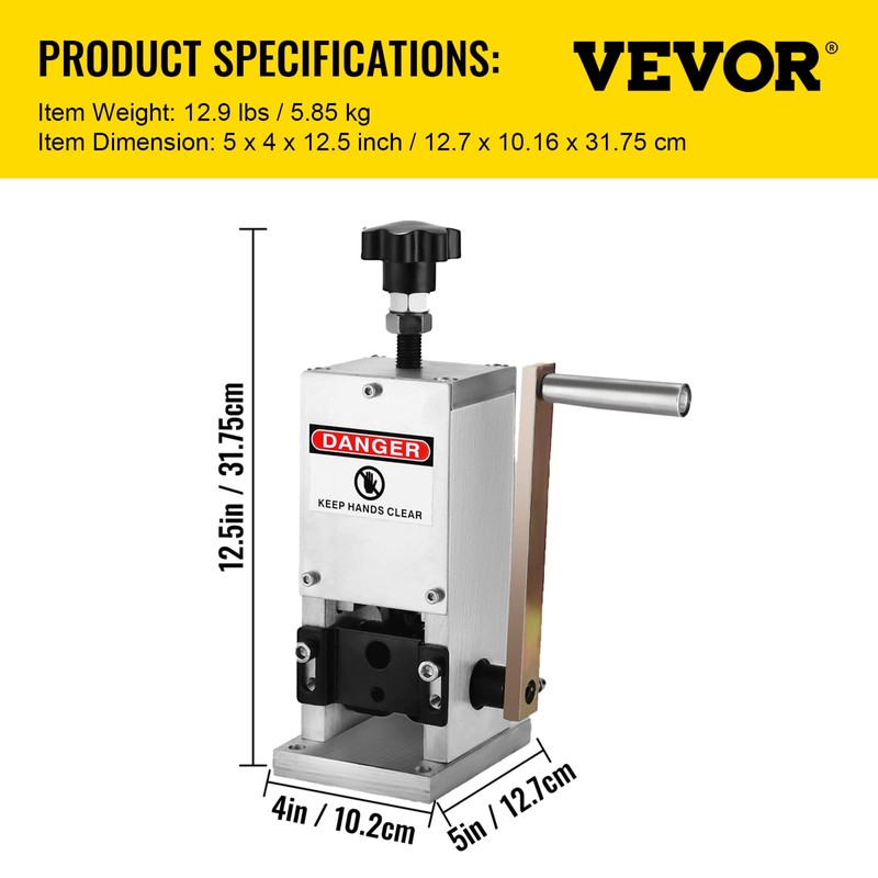 VEVOR Manual Wire Stripping Machine with Hand Crank Portable for