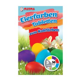 Metma B-594 Egg Colours, Pack of 5, Yellow, Purple, Red, Blue, Green, Cold-Dyeing Tablets for Approx. 50 Easter Eggs, Easter