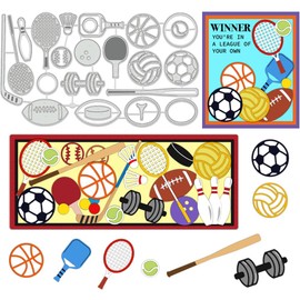 BENECREAT Sports Equipment Cutting Dies, Football Basketball Stencils Tennis Golf Decorative Embossing Stencils for Scrapbooking, Photo Album, Greeting Card Making, 0.8mm Thick