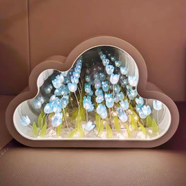 ZJRung Cloud Tulip Lamp Cloud Tulip Mirror Night Light Cloud Tulip Light Home Decor Romantic Bedside Lamp Home Decoration Birthday Gifts for Friends