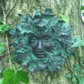 Fiesta Studios Green Spirit Dark Greenman Decorative Garden Wall Plaque. 13cm