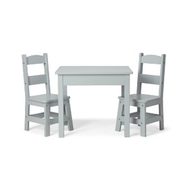 Melissa & Doug Wooden Table & Chairs-Gray Kids Furniture , Grey