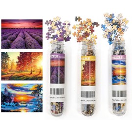 Pack of 3 Landscape Mini Puzzles 150 Pieces for Adults Small Puzzle 6 x 4 Inch House Entertainment Toy Home Decor Puzzles