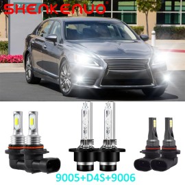 SHENKENUO For Lexus LS460 2007-2013 HID Headlight High Low Beam+LED Fog Light 6x Bulbs Kit