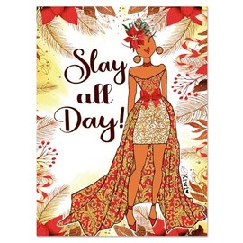 Shades of Color Slay All Day Kiwi McDowell Black Art Christmas Cards, 15 Pack, Cultural Celebration, Fun & Sassy, Includes Colored Envelopes, 5x7 Inches