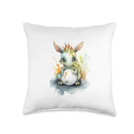 Cute dragon with an egg Throw Pillow