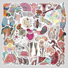 Anatomy of Organs Stickers, Pack of 100 Organs Stickers, Cartoon Organ Anatomy Chart Stickers, Waterproof Vinyl Stickers for Car, Laptop, Phone, Guitar, Skateboard, Motorcycle, Bicycle