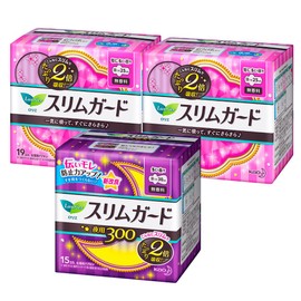 (Bulk Purchase, Night and Day Set) Laurier Slim Guard With Wings for Long Secure Days, 9.8 inches (25 cm), 19 Pieces x 2 Sets + Secure Night Use With Wings, 11.8 inches (30 cm), 15 Pieces (53 Pieces) + Bonus Included