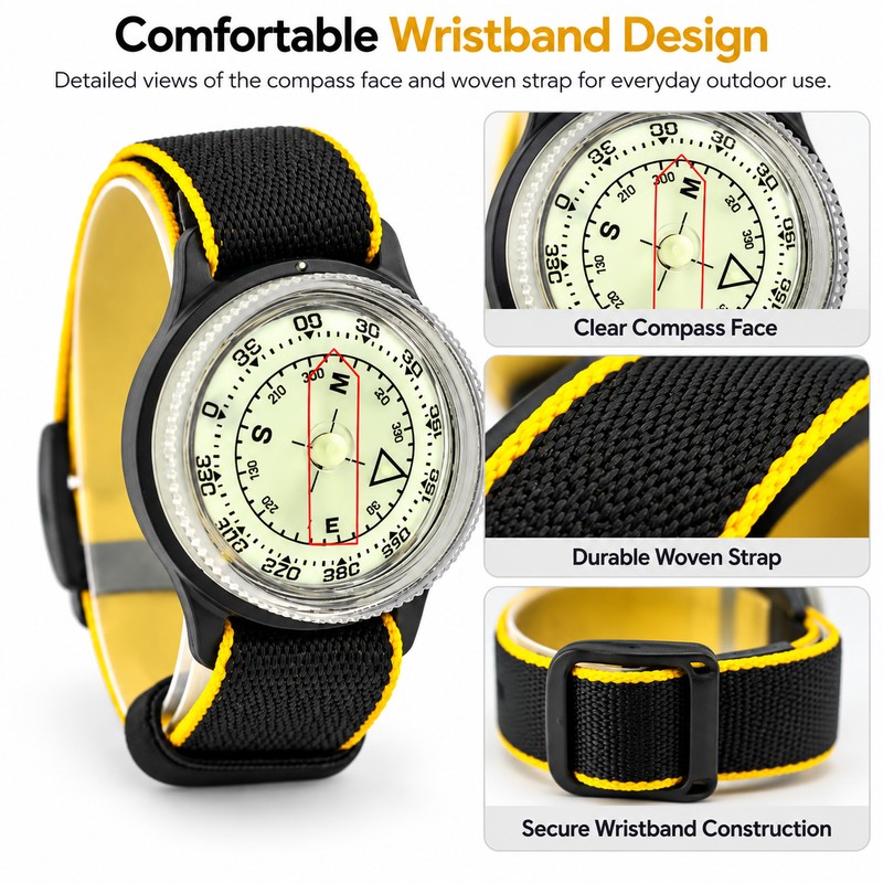 Magnetic Wrist Compass for Hiking & Outdoor Navigation – 39mm