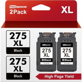 PG-275XL 275XL Black Ink Cartridge Compatible Replacement for Canon 275 Black Ink High Yield 275 XL PG-275 Black PG-275 XL for Canon PIXMA TS3500 TS3522 TS3520 TS3720 TS3722 TR4720 TR4722 (2 Black)