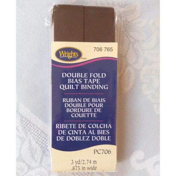 Wright's 3 yards Mocha Brown QUILT BINDING 7/8" Wide Double