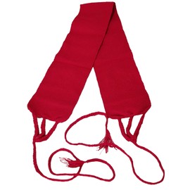 Mexican Flat Waist Belt Sash 31 Inches & 22 Inches Strings Traditional Embroidery Design Fiesta Party, Red, One Size