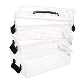 BTSKY 3 Layers Cute Dolphin Clear Plastic Pencil Box - Multipurpose Pencil Case Craft Storage Containers with 1 Lid & Handle, Easy Carry & Stack Crayon Boxes Office Supplies Storage Organizer, Black