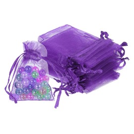 sourcing map 100 Pcs Deep Purple Organza Bags 2 x 3 Inch Mini Mesh Drawstring Gift Bags Small Jewelry Pouches Bags for Wedding Festival Party Gift Favor