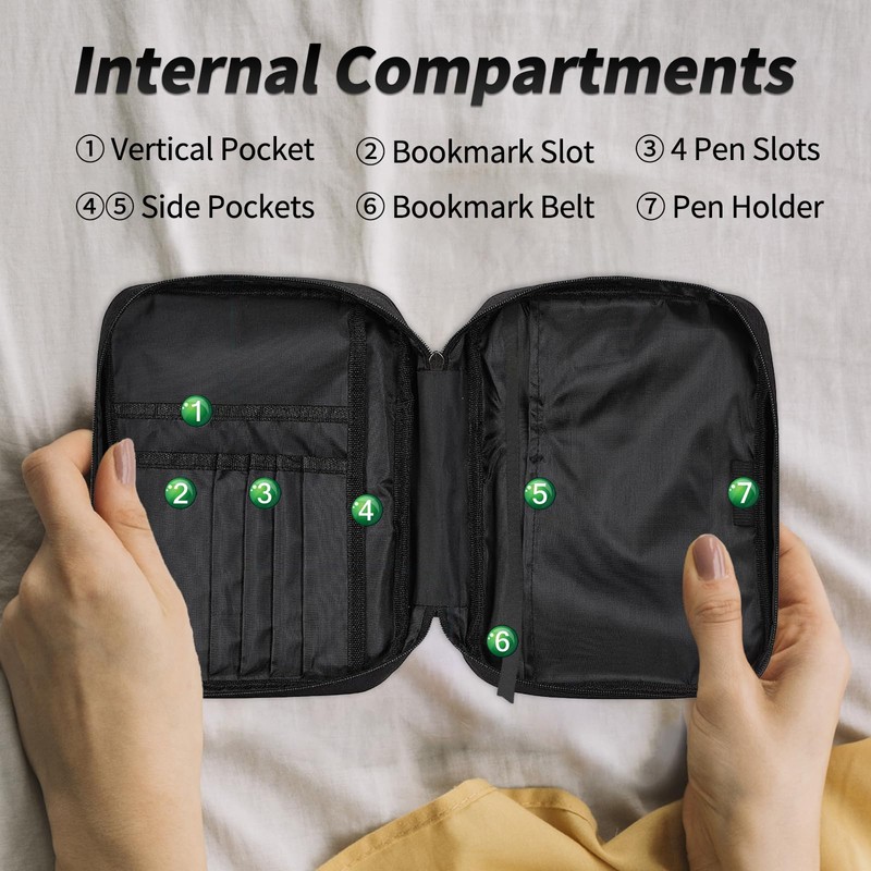 Bible Cover w/Metal Bookmark, Carrying Organizer Book Case Church Bag