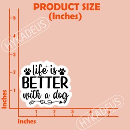 (3Pcs) Life is Better with A Dog Sticker Dog Paw Sticker Dog Lover Stickers Dog Decals Waterproof Vinyl Decal Decorate Books, Laptops, Cups, Phone Cases, Water Bottles, Tumblers, Kindles 3 x 2.7 Inch