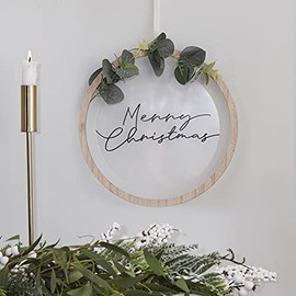Ginger Ray NOEL-122 Wreath with Wooden Hoops and Artificial Eucalyptus Colourless