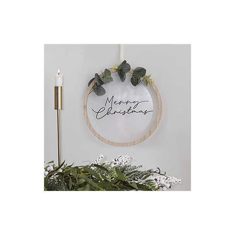 Ginger Ray NOEL-122 Wreath with Wooden Hoops and Artificial Eucalyptus