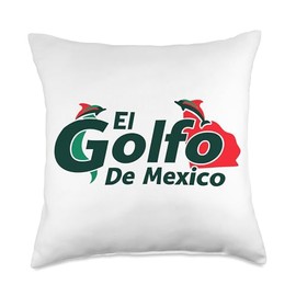 El Golfo De Mexico Dolphins Mexican Flag Gulf Of Mexico Throw Pillow