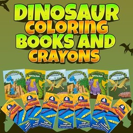 24 Mini Libros para Colorear de Dinosaurios con 32 Crayones Premium (8 Paquetes de 4 Colores) Dino Designs Educativos para Niños Cumpleaños Fiestas Relleno de Bolsas y Sorpresas Temática Dino