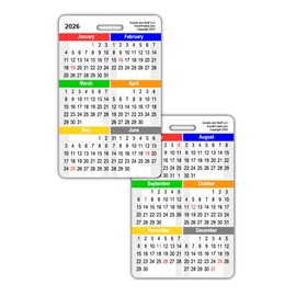 2026 Monthly Calendar Badge Card Vertical (1 Card)