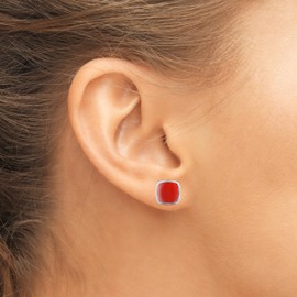 Franki Baker Genuine Square Orange Carnelian & Sterling Silver Stud Earrings. Gem Grade: AAA. Overall size: 10x10mm