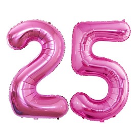 GOER Number 25 Balloons for 25th Birthday Party Decorations,42 Inch Jumbo Foil Helium 52 Balloons for 52nd Birthday Party Decoration (Hot Pink)