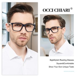 OCCI CHIARI Wide Reading Glasses Men Large Head 2.5x Strength Ultralight Readers(1.0 1.25 1.5 1.75 2.0 2.25 2.5 2.75 3.0 3.5 4.0 5.0 6.0)