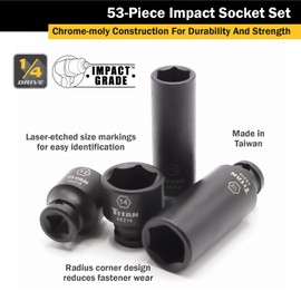 Titan 46053 1/4-Inch Drive SAE & Metric Impact Socket Set