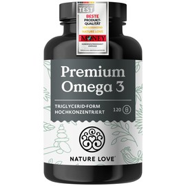 Nature Love Premium Omega 3 - High Dose - 1000 mg per Capsule - 120 Capsules