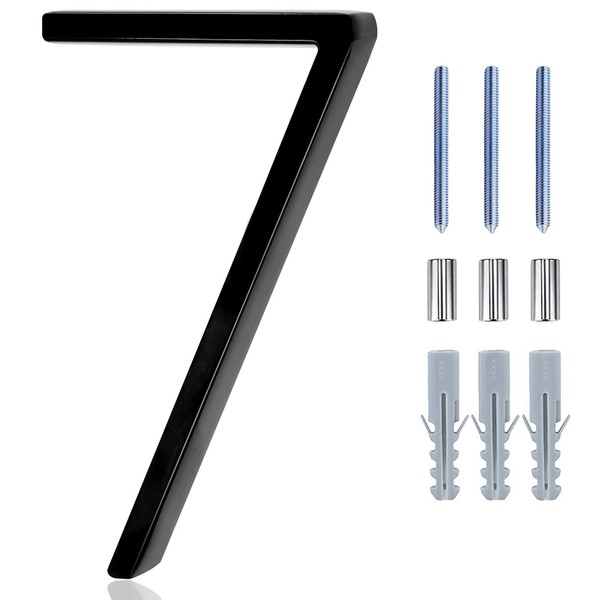 House Address Numbers, 5 Inch Metal Modern House Numbers,Floating Numbers for Garden Door Mailbox Decor with Nail Kit and Instructions, Black (Number 7)