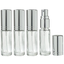 JUVITUS Clear Glass Refillable Travel Perfume Spray Bottle - .15 oz (4 Pack)