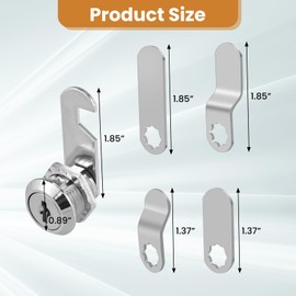 ZDRU 2Pcs Cabinet Lock with Keys, 5/8 Inch Keyed Alike Cabinet Cam Lock Replacement, Zinc Alloy Cylinder for Storage Door Secure Files Drawers Mailbox RV Door Tool Box