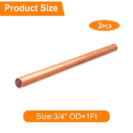 YuJingKey Copper Tubing 3/4" OD x 1 Ft Length x 1mm Wall x 2 Pcs, 99.9% C12200 ASTM B280 Copper Pipe, T2 Pure Copper Tube, Refrigeration ACR Tubing Seamless for HVAC System, Refrigerators, DIY