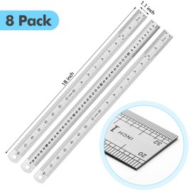 EBOOT 8 Pack 18 Inch Stainless Steel Rulers, Metal Rulers Imperial & Metric Graduations for Precision Measuring Meter Yard Stick for Construction Drafting Woodworking
