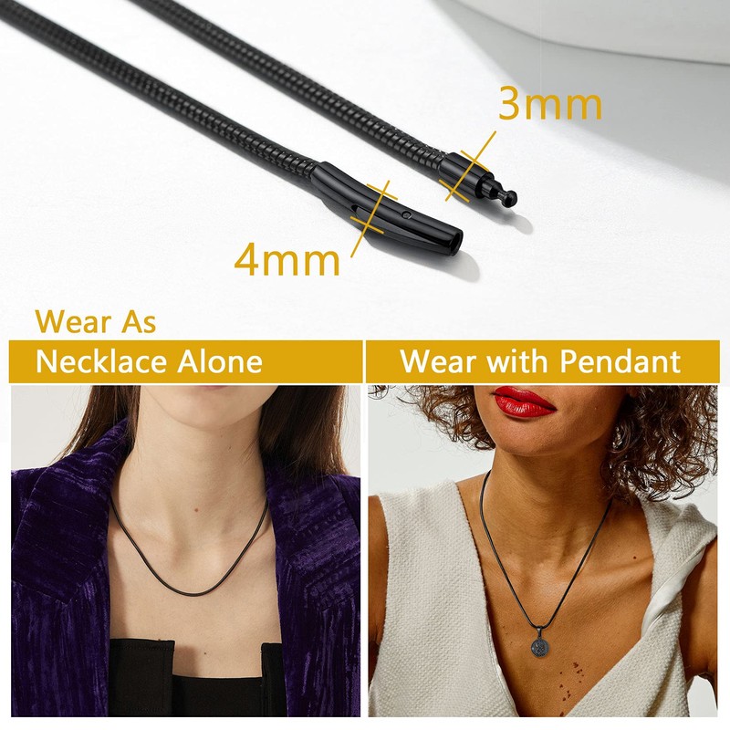 Round Snake Chain 16 inch Chain for Necklace Black Choker