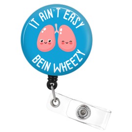 Plifal Badge Reel Holder Retractable with ID Clip for Nurse Name Tag Card Respiratory Therapy Nursing Doctor Medical Work Office Blue Alligator Clip(It Ain't Easy Being Wheezy)