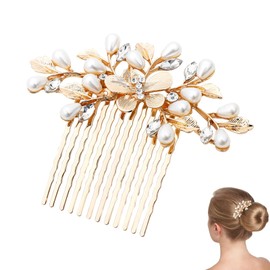 1Pc Pearl Hair Comb Elegant Gold Bridal Hair Comb Refined Look Craftsmanship Gold Hair Combs Perfect for Weddings Birthdays Valentine Day or Anniversaries Making It an Unforgettable Gift Choice