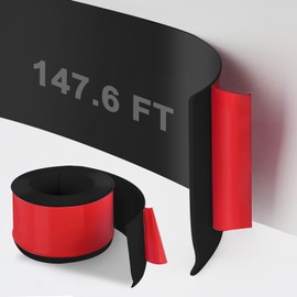 DSGL Flexible Baseboard Molding Trim, 4 in x 147.6 Ft Self-Adhesive Vinyl Wall Base,Peel and Stick Rubber Wall Base Moulding Trim (Black)