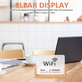 TOPPERFUN Wi-Fi Password Sign, 6. 29X4. 72x1 85 Inch Creative Vertical Desktop Wi-Fi Sign, Modern Simple Wi-Fi Board Wi-Fi Password Indicator Sign (Wood Base)