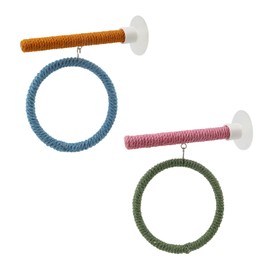 Nicerity 2Pcs Bird Perches with Circle Wooden Bird Rope Perch Stand Toys U Shapes Parrot Claw Standing Stick for Birdcage Cage Accessories（Type-2）