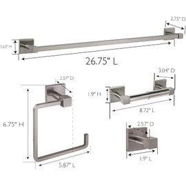 Design House 188532 Karsen 4-Piece Bathroom Accessory Kit, Satin Nickel