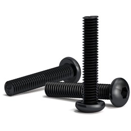200pcs M3x16mm Black Round Head Hex Key Bolts for Allen Key Socket Key Bolts Alloy Class 10.9 Length 16mm Button Head ISO 7380 High Hardness Carbon Steel
