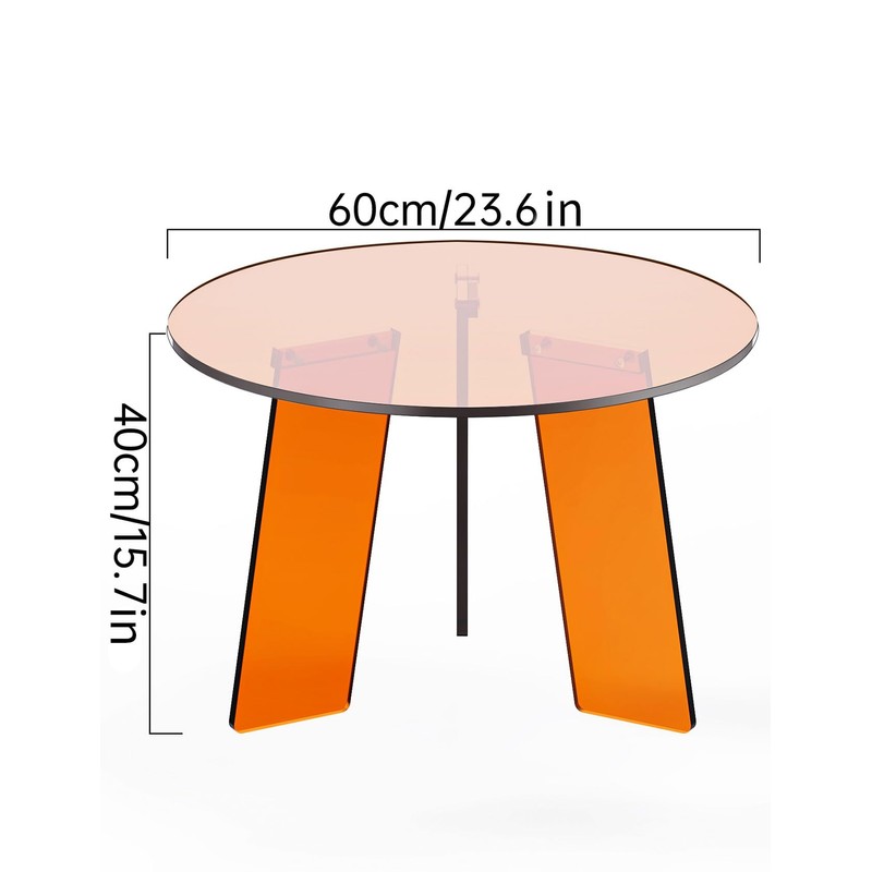 Dewrhiixe Acrylic Round Coffee Table, Clear Circle Modern Lucite Side