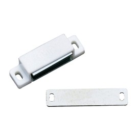 Amig - Pack of 2 Magnetic Bumpers Mod.10 in White | Concealed Lock for Home or Office Cabinet Doors and Furniture | Dimensions: 56 x 15 mm | Fixing Screws Included